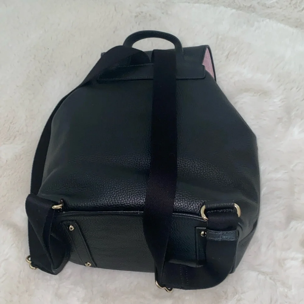 Y2K Black Leather Dooney & Bourke XL Backpack with Pink Lining
